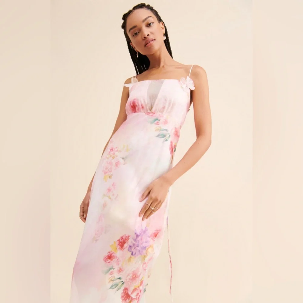 For Love and Lemons Lisa Pink Maxi Dress SMALL - Picture 3 of 12